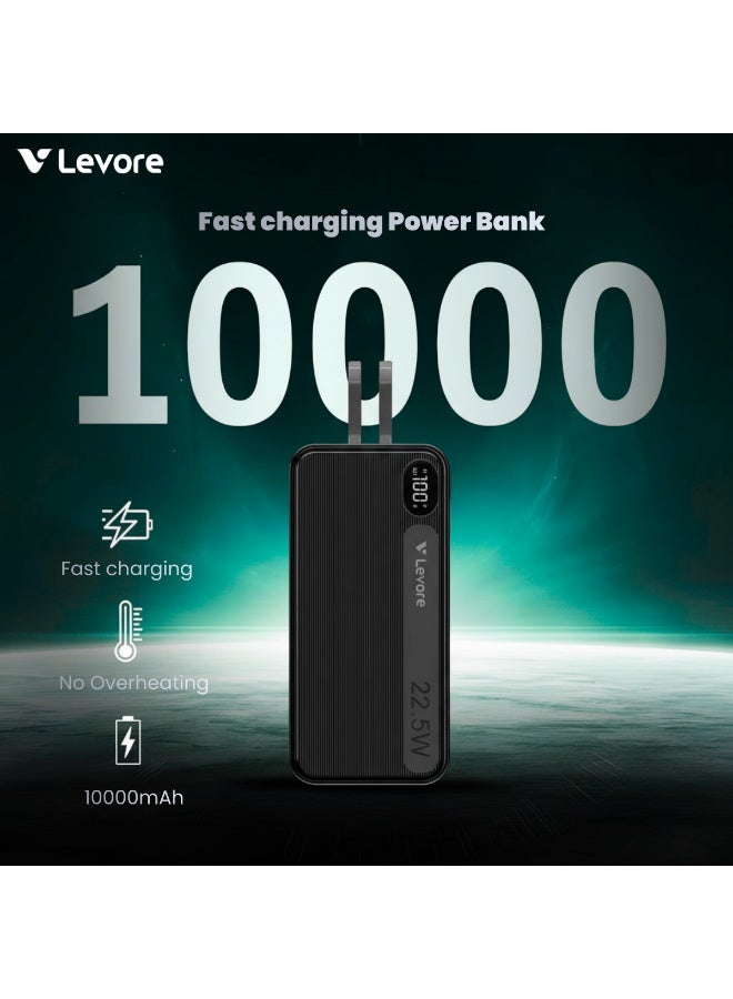 ليفور بنك طاقة LEVORE بسعة 10000 مللي أمبير وقوة 22.5 واط مزود بكابل مدمج - LP515 - Image 4